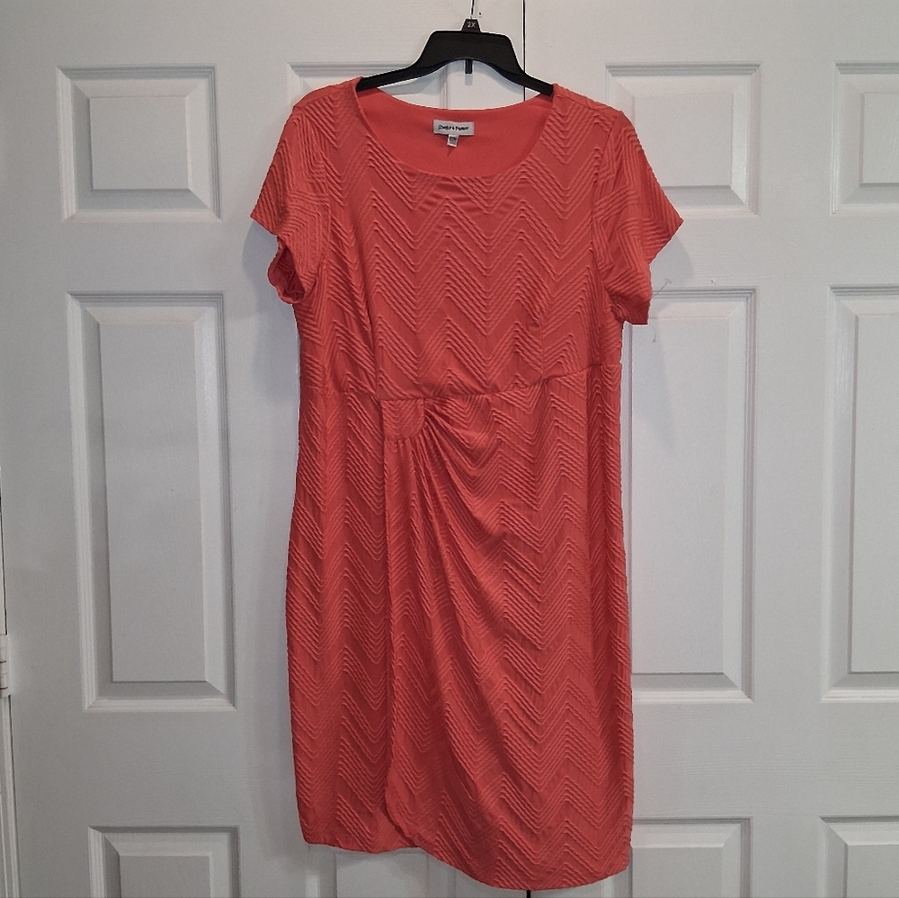 Shelby & Palmer Elegant Coral Short Sleeve Textured Women's Dress Size 20W NWOT